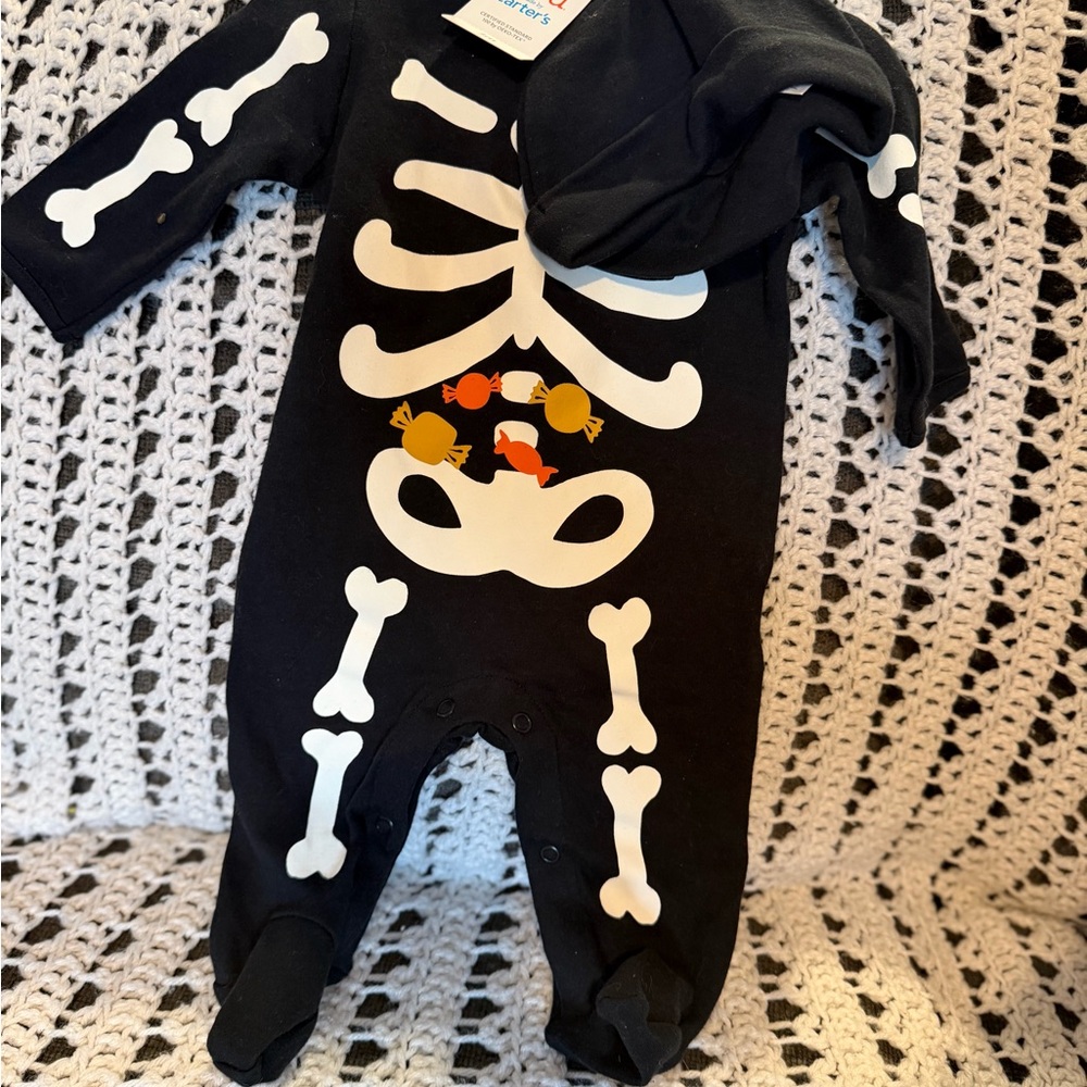 Carter's Black Skeleton Footie with Candy Accents